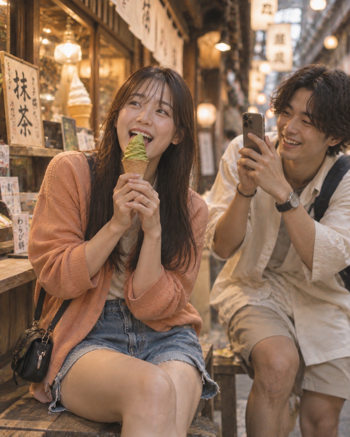 抹茶ソフトのカップル